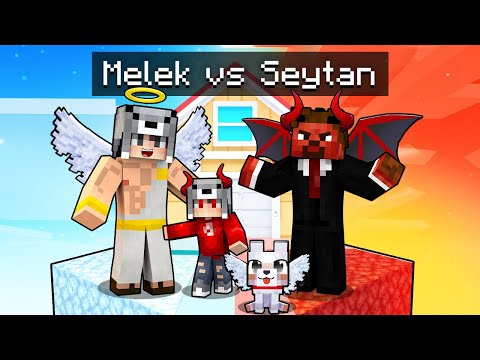 ŞEYTAN AİLE VS MELEK AİLE TEK BLOK 😱 - Minecraft
