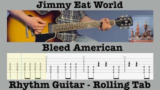 Bleed American - Jimmy Eat World - Rhythm Guitar Lesson Demonstration - Rolling Tab - Drop D Tuning