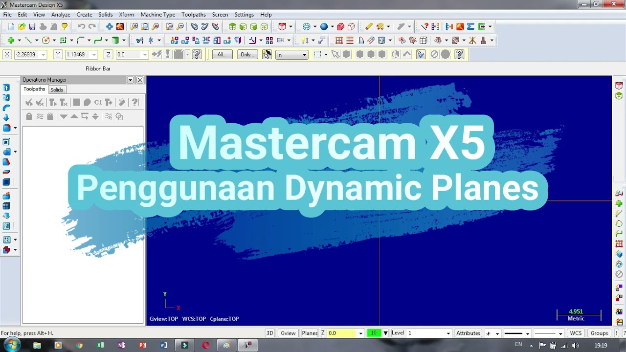 Latihan desain mastercam untuk memahami Dynamic Planes | gambar bidang miring