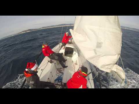 TWS 15--20knt Up Wind sailing December 2020 Barcelona New Year Sailing