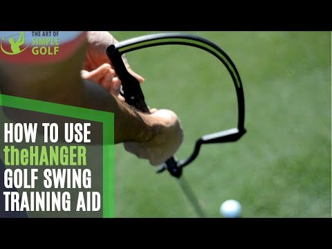 Part of a video titled How to Use and Set up the Hanger Golf Swing Training aid Golf