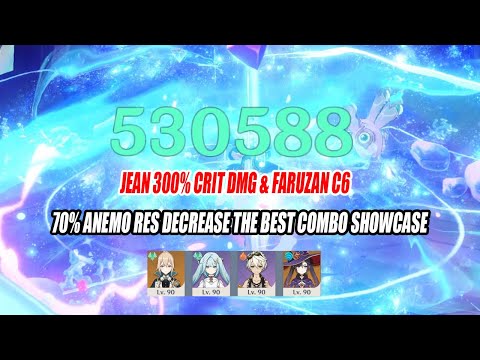 Jean 300% Crit DMG 530k Nuke ft Faruzan C6 - 70% Anemo RES Decrease The Best Combo Showcase