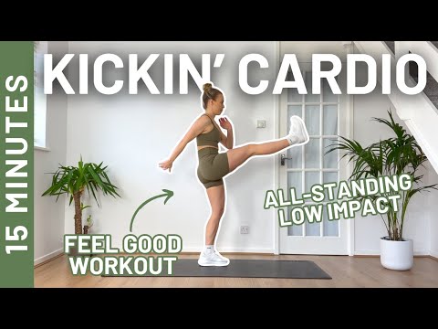 DAY 2 Feel Good HIIT -15 MIN KICKIN' CARDIO - All Standing, No Repeats, No Jumping
