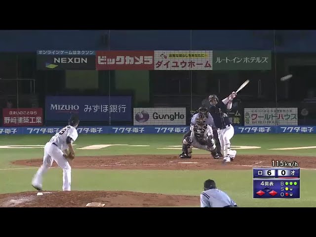 【4回表】バファローズ・伊藤のレフトへの一打で反撃開始!! 2016/9/1 M-Bs