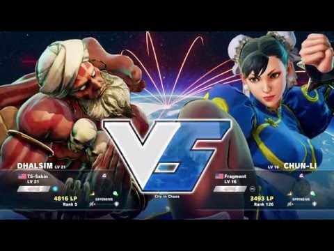 STREET FIGHTER V TS-Sabin (Dhalsim) VS Fragment (Chun LI) Ranked