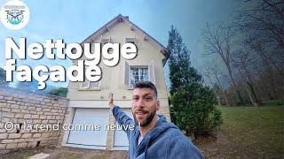Nettoyage de façade professionnel : traces noires et pignon