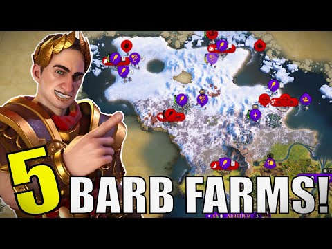 Civ 6 | 150 Gold PER TURN In The ANCIENT ERA With Barb Farms! – (#2 Deity Caesar Civilization VI)