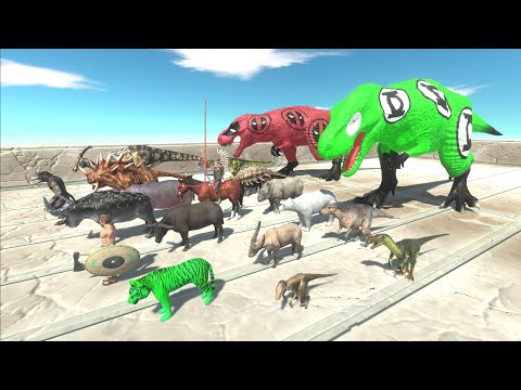 Escape from DEADPOOL & GREEN LANTERN T REX TEAM - Animal Revolt Battle Simulator Escape from Monster