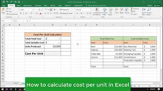 How To Calculate Cost Per Unit in Excel
