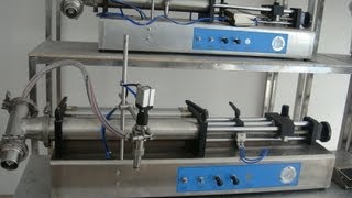 preview picture of video 'Pneumatic Liquid filling machine horizontal for 0.5-5L shampoo Abfuellmaschine fuer Haarwaschmittel'