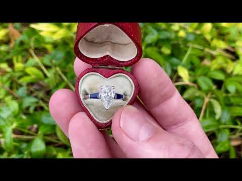 Vintage Van Cleef & Arpels Pear Diamond Engagement Ring with Sapphire Accents, EraGem Sku REM17596