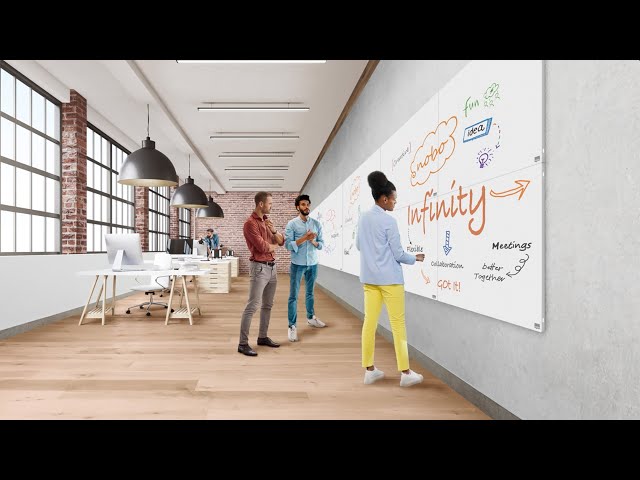 Quadro branco nobo infinity sem moldura aco lacado magnetico 900x600 mm 1915714 - vídeo 1