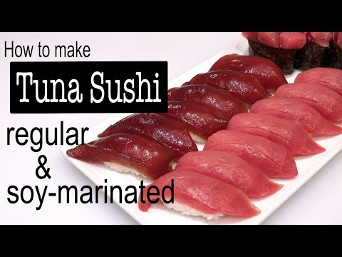 How to make tuna sushi and soy-marinated tuna sushi ( zuke maguro). Nikiri soy sauce recipe.