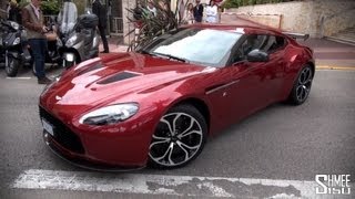Aston Martin V12 Zagato - Startup and Driving in Monaco