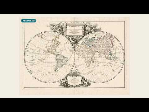 Mappemonde, 1752: library scan vs restored