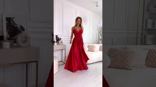 Červené saténové šaty "Juliet" na tenká ramínka