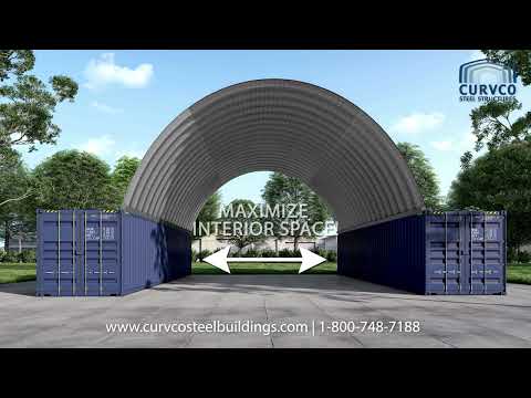 Shipping Container Roof Kit Positioning Options- Steel Building Kits by Curvco Steel Buildings
