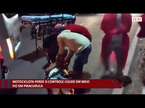 Motociclista perde o controle colide em meio fio em Piracuruca 31 05 2021