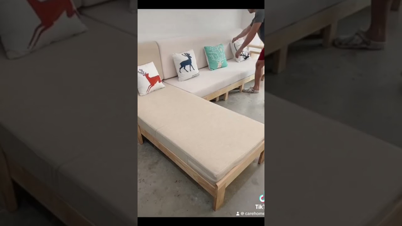 Elegant L-Shape Sofa Bed, made in Solid Wood. #sofabed #space