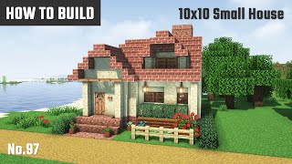 マイクラ建築：シンプルなレンガ屋根の家の作り方。暖炉と煙突付き。10x10ブロックで簡単に。No.97【Minecraft】