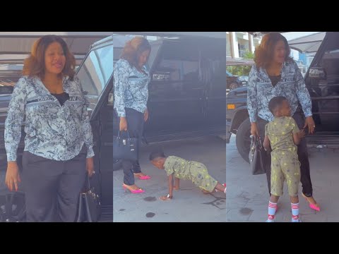 SEE HOW ACTRESS TOYIN ABRAHAM'S SON IREOLUWA PROSTRATED TO GREET HER AND IGNORE HIS DADDY