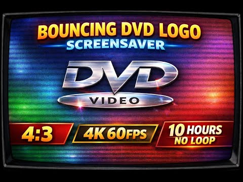 Bouncing DVD Logo Screensaver 4:3 | 4K UHD 60FPS | 10 Hours Continuous | NO LOOP