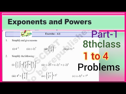 8thClass, Exponents & Powers, Exercise 4.1, Q.No.1,2,3,4 @mathsworldmakessmartintelugu