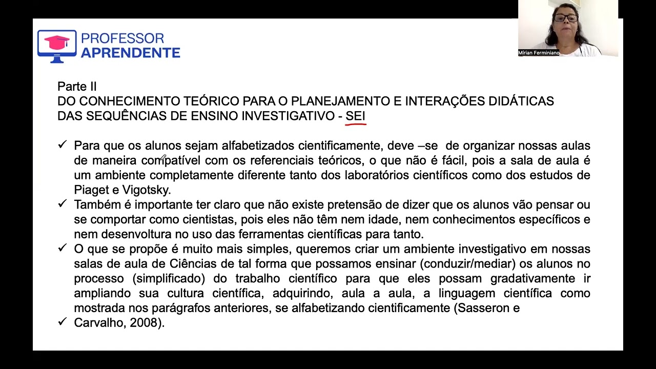 Trecho da aula   CARVALHO, A  M  P  org  Ensino de ciências por investigação
