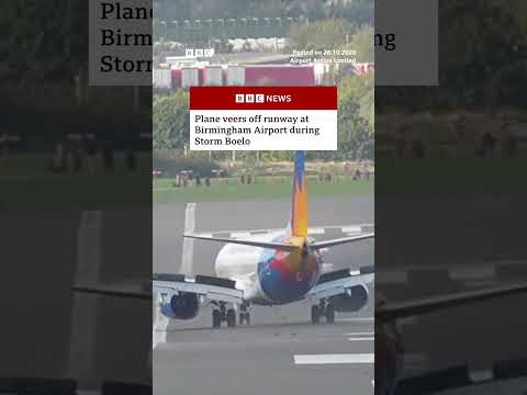Plane veers off runway at Birmingham Airport during Storm Boelo. #BBCNews