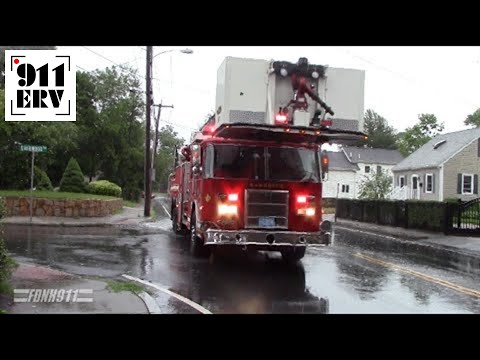 Randolph Fire Ladder Tower 1 Arriving on Scene