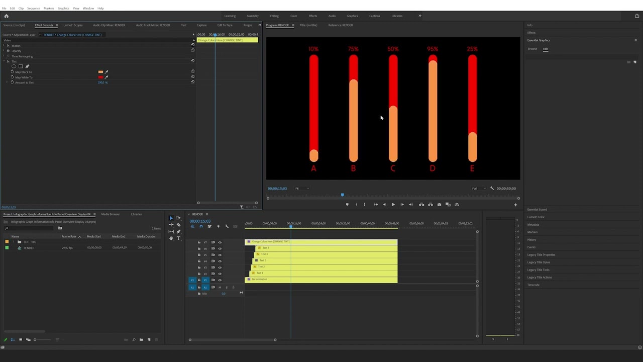 How to edit the Infographic Graph Information Info Panel Overview Display 04 in Premiere Pro