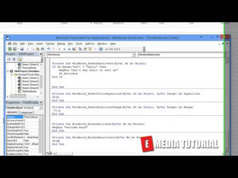 Microsoft Excel Visual Basic for Aplications  VBA  Tutorial 21    WindowDeactivate  ✓ E Media TUTORI