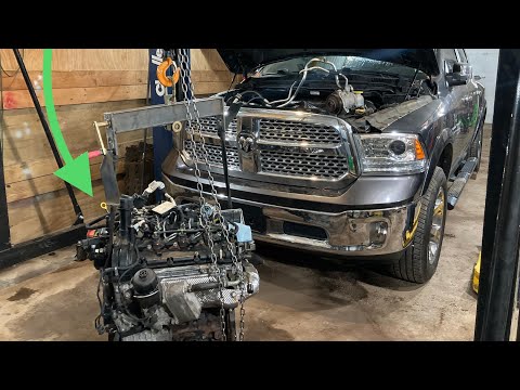 Ecodiesel engine removal tips/tricks for 4WD Ram model (No cab removal, and keeping A/C intact!)