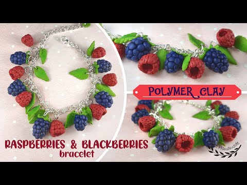 ~JustHandmade~ Polymer clay raspberries & blackberries bracelet - tutorial / DIY