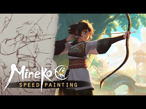 Mineko: archery training - speed painting (Time-lapse)