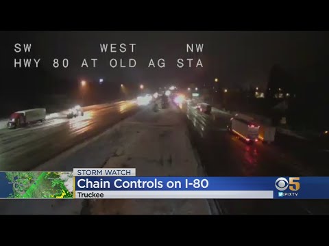 Heavy Snow, Whiteout Conditions Over Donner Pass, Chains Required