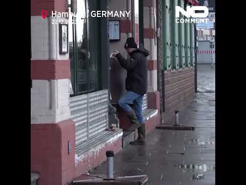 Storm Zoltan continues to cause strong winds and flooding in Germany #shorts