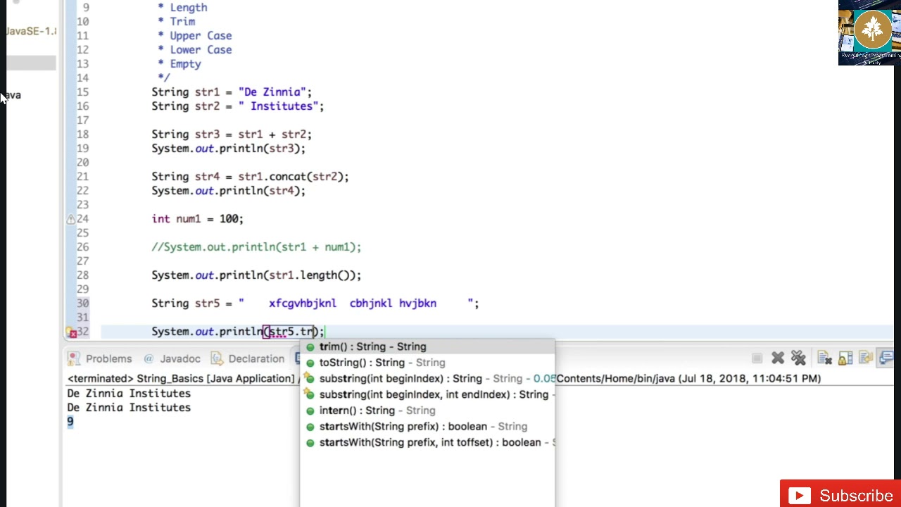 JAVA String Tutorial Part 1 || Trim || Uppercase || Lowercase ||concatenate||Length Empty