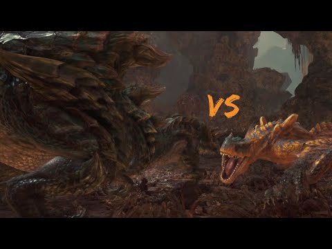 Monster Hunter World: Iceborne Acidic Glavenus vs Tigrex Turf War