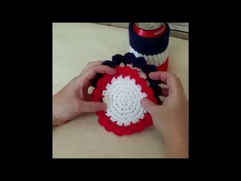 Lamplight Crochet Tutorial #4 Patriotic Coaster Set