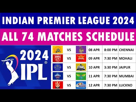 IPL 2024 Full Schedule: Indian Premier League 2024 full schedule | IPL 2024 All matches Schedule