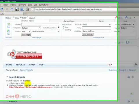 DotNetNuke Tutorial, Understanding the Search Module 2/2 - Video #46