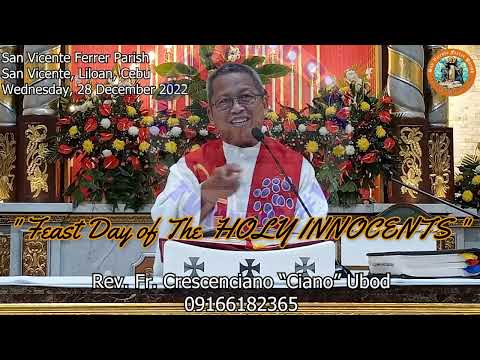 Homily: " Feast day of the Holy Innocents Martryrs " Rev. Fr. Crescenciano Ubod