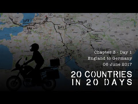 European motorcycle tour Germany - 20 Countries in 20 Days (Day 1) England to Asia & back again!