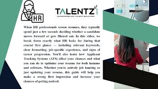 📘 *Day 10 – What HR Looks for When Screening Resumes | TALENTZ EDGE*