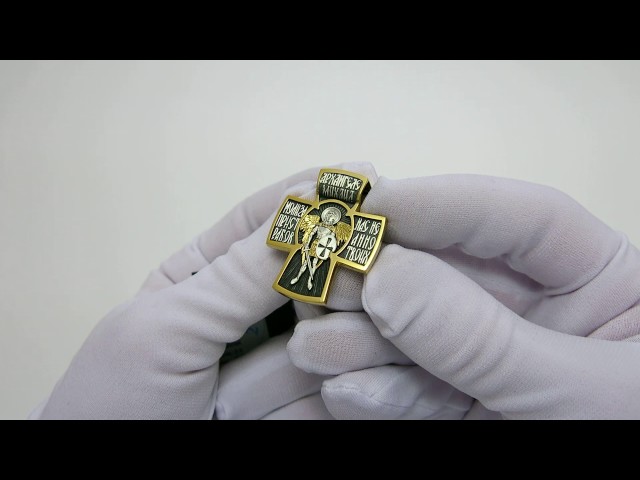 Срібний позолочений хрестик "Архангел Михаїл" вкх30 Відео огляд