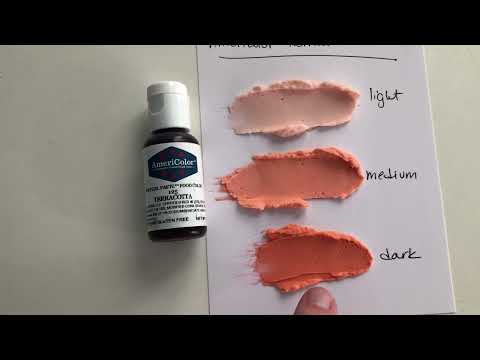 Americolor terracotta food coloring swatch test and demo
