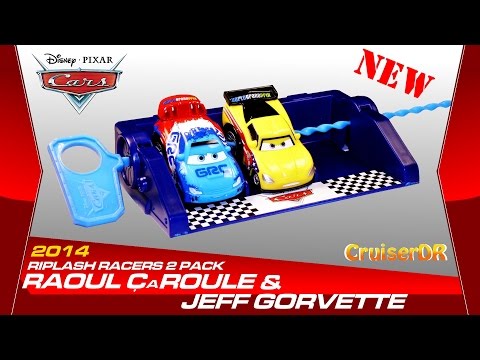 NEW Disney Pixar Cars 2014 Riplash Racers 2 Pack Raoul CaRoule & Jeff Gorvette Mattel