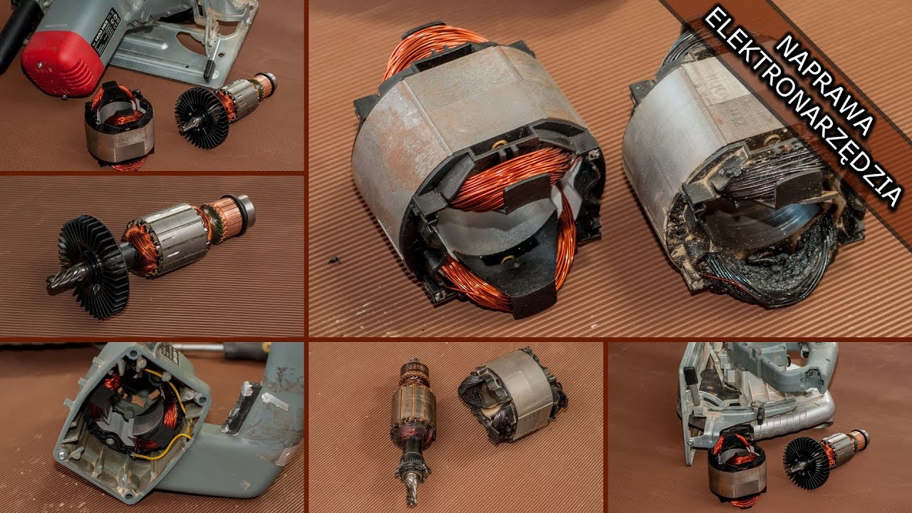 Naprawa elektronarzędzia. Uszkodzony stojan i wirnik.