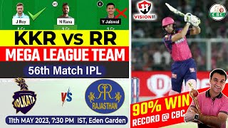 IPL 2023 : Kolkata vs Rajasthan | KKR VS RR Dream11 Match Fantasy Team | Vision11 Grand League Team